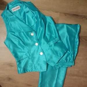 Jessica Howard Turquoise Blue Sleeveless Pant Suit